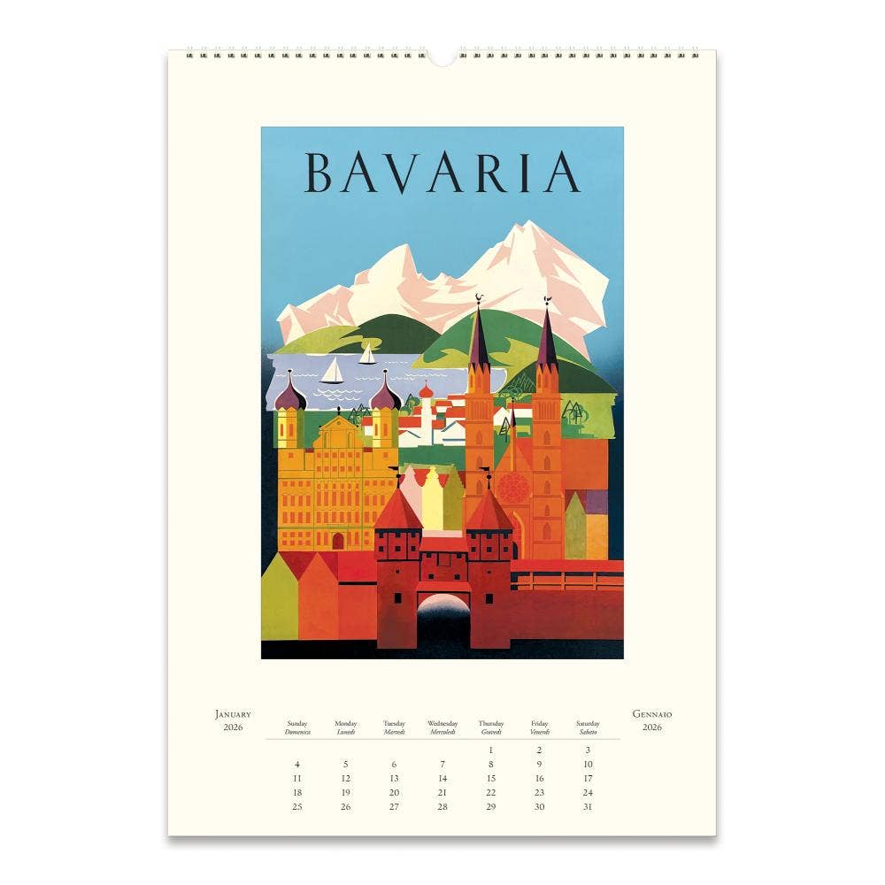 Cavallini 2026 Wall Calendar – Vintage Travel