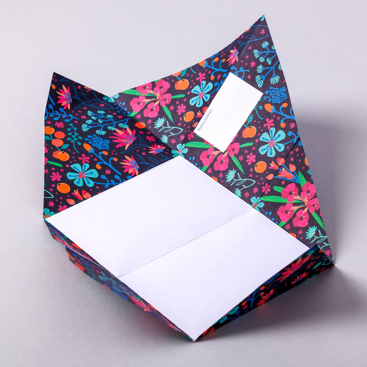 Pigeonposted Midnight Garden Pigeon, Floral Folding Letter Set, Pack of 6