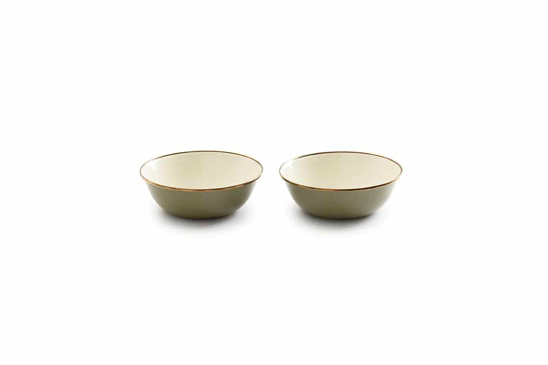 Barebones Enamel 2-Tone Bowl - Olive Drab (each)
