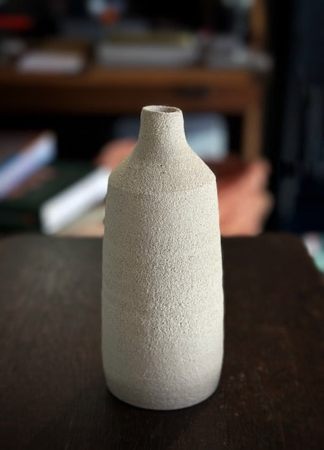 Emma Flaherty ceramics, White Vase/Urn, Straight Sided Narrow Neck