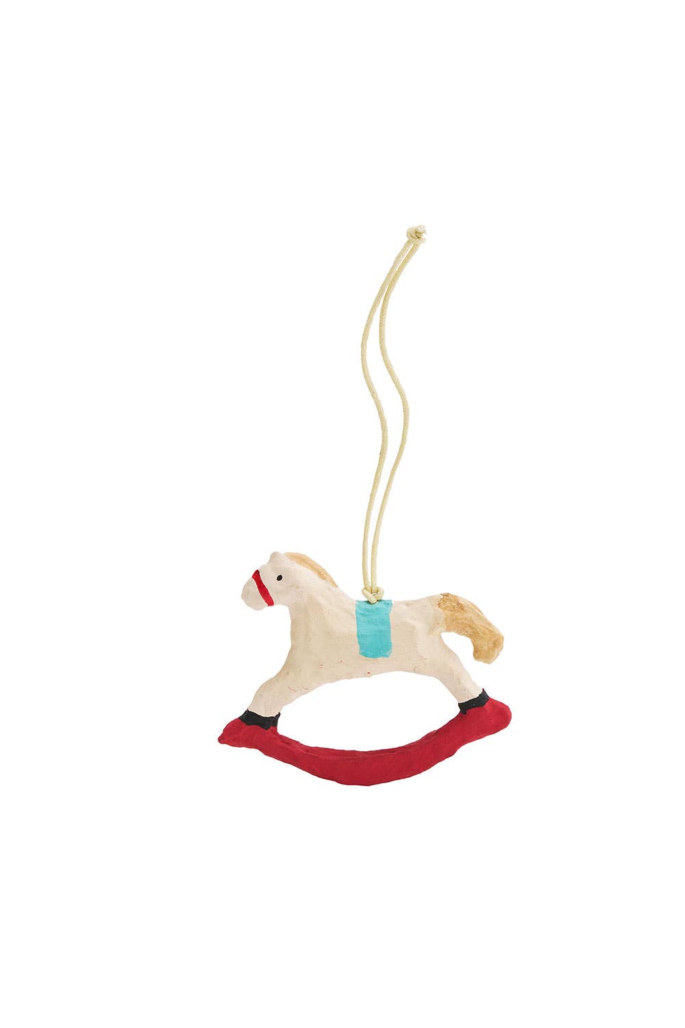 Fog Linen Work paper mache rocking horse ornament, detail