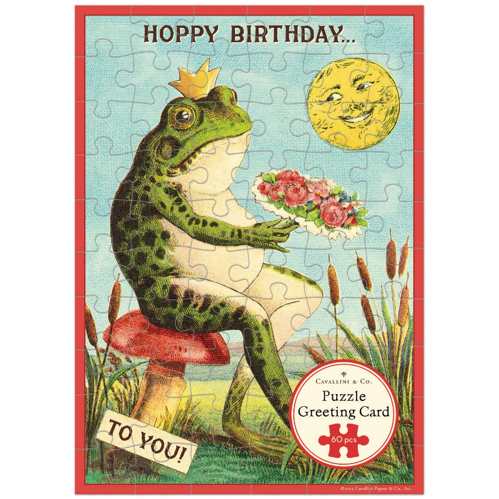 Cavallini Puzzle Greeting Card 60 Pc - Frog