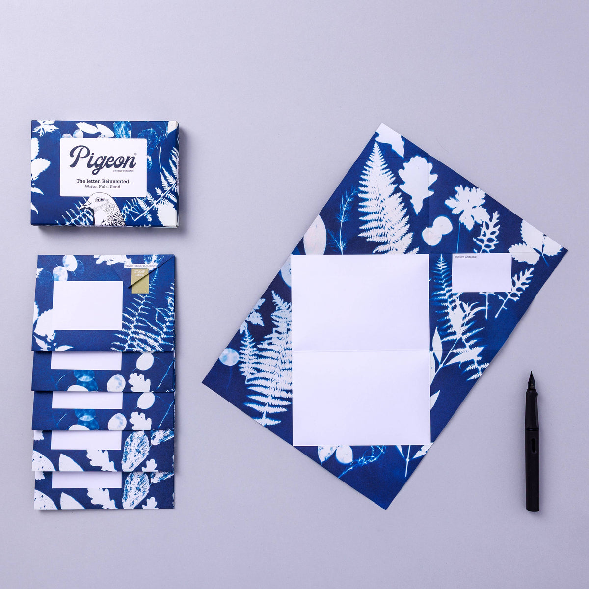 Pigeonposted - Apothecary Pigeon, Botanical Folding Letter Set - Pack of 6