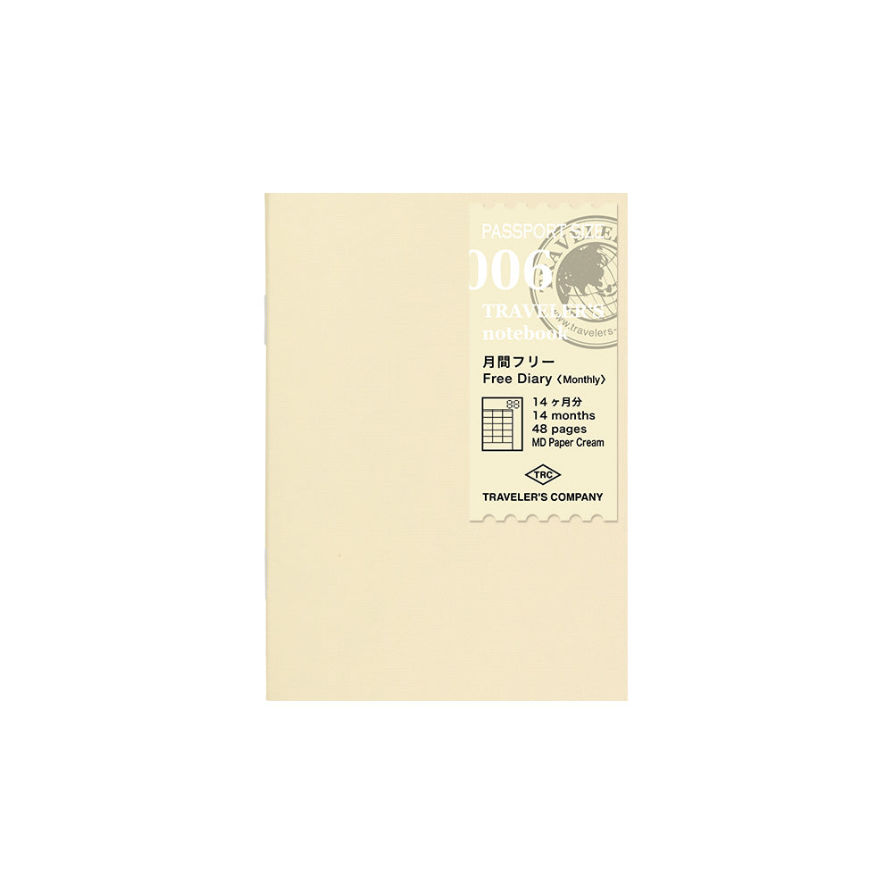 TRAVELER'S 006 Undated Monthly Diary Notebook Refill Passport Size