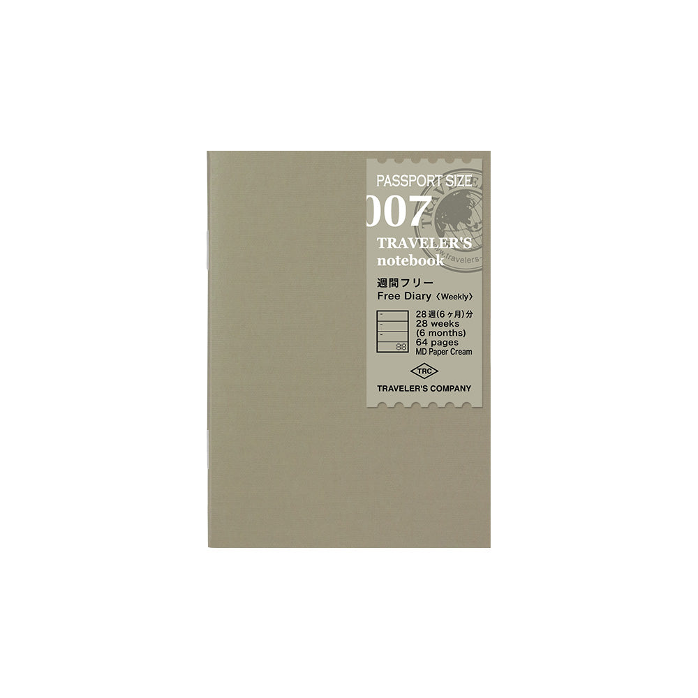 TRAVELER'S 007 Undated Weekly Diary Notebook Refill Passport Size
