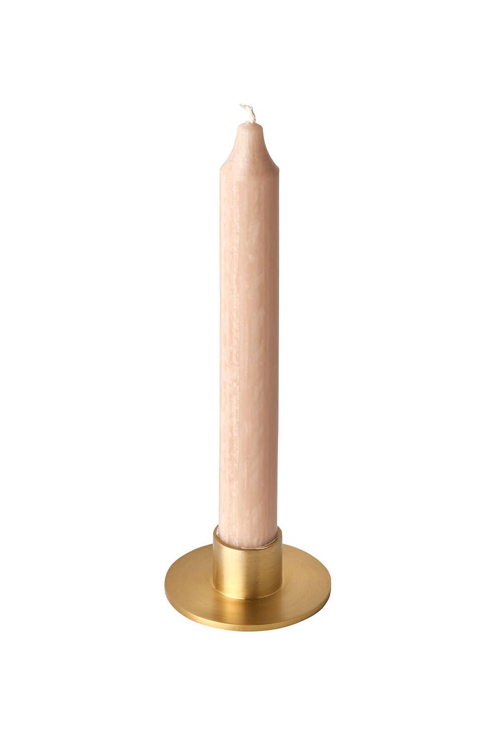 Fog Linen Work round brass candle holder, detail of brushed finish