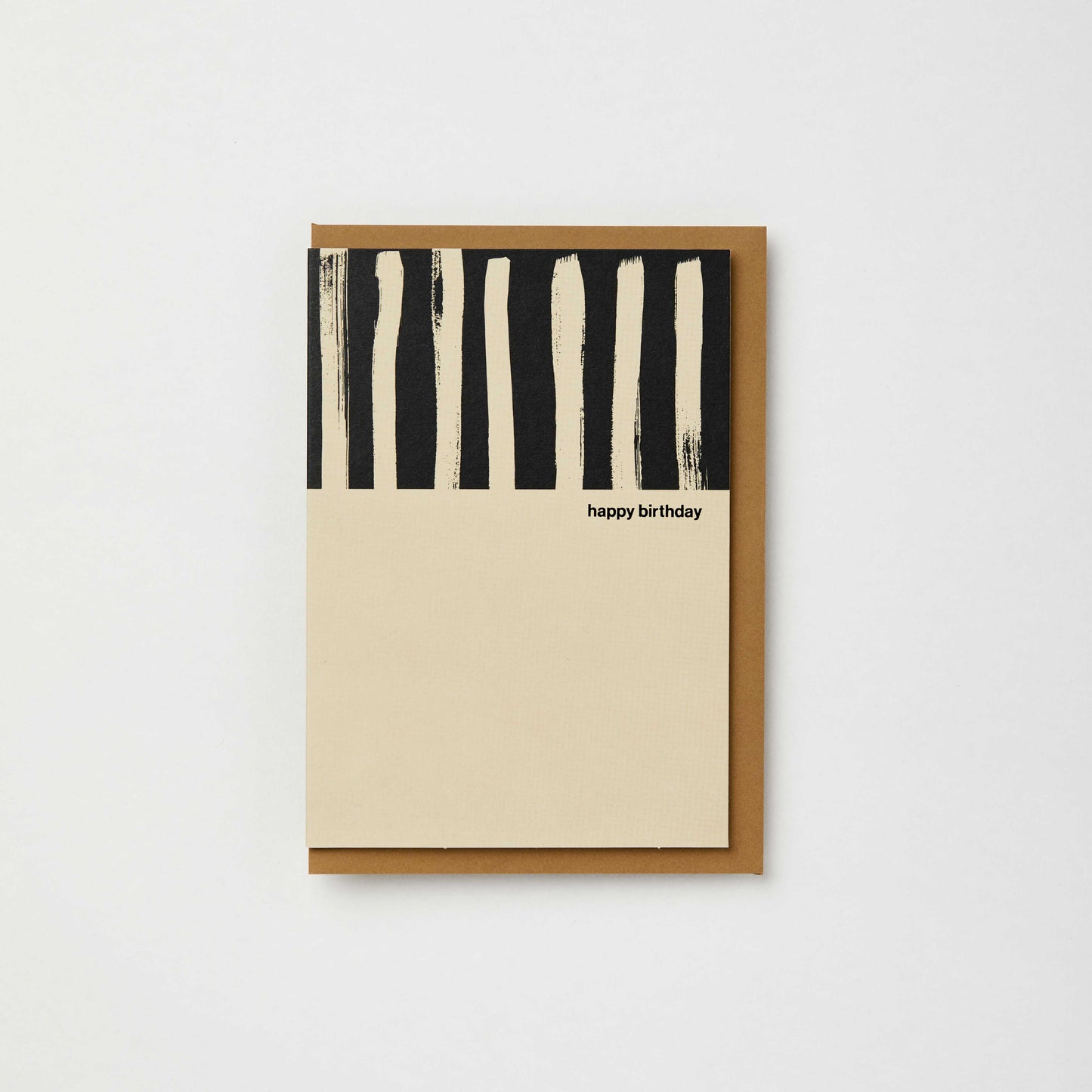 Kinshipped - Painted stripe black and cream happy birthday card