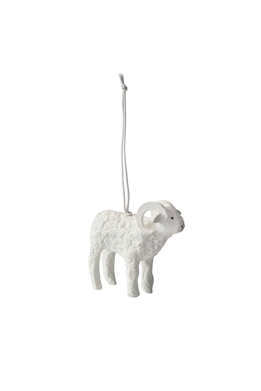 Fog Linen Work hand-painted paper mache goat, side view