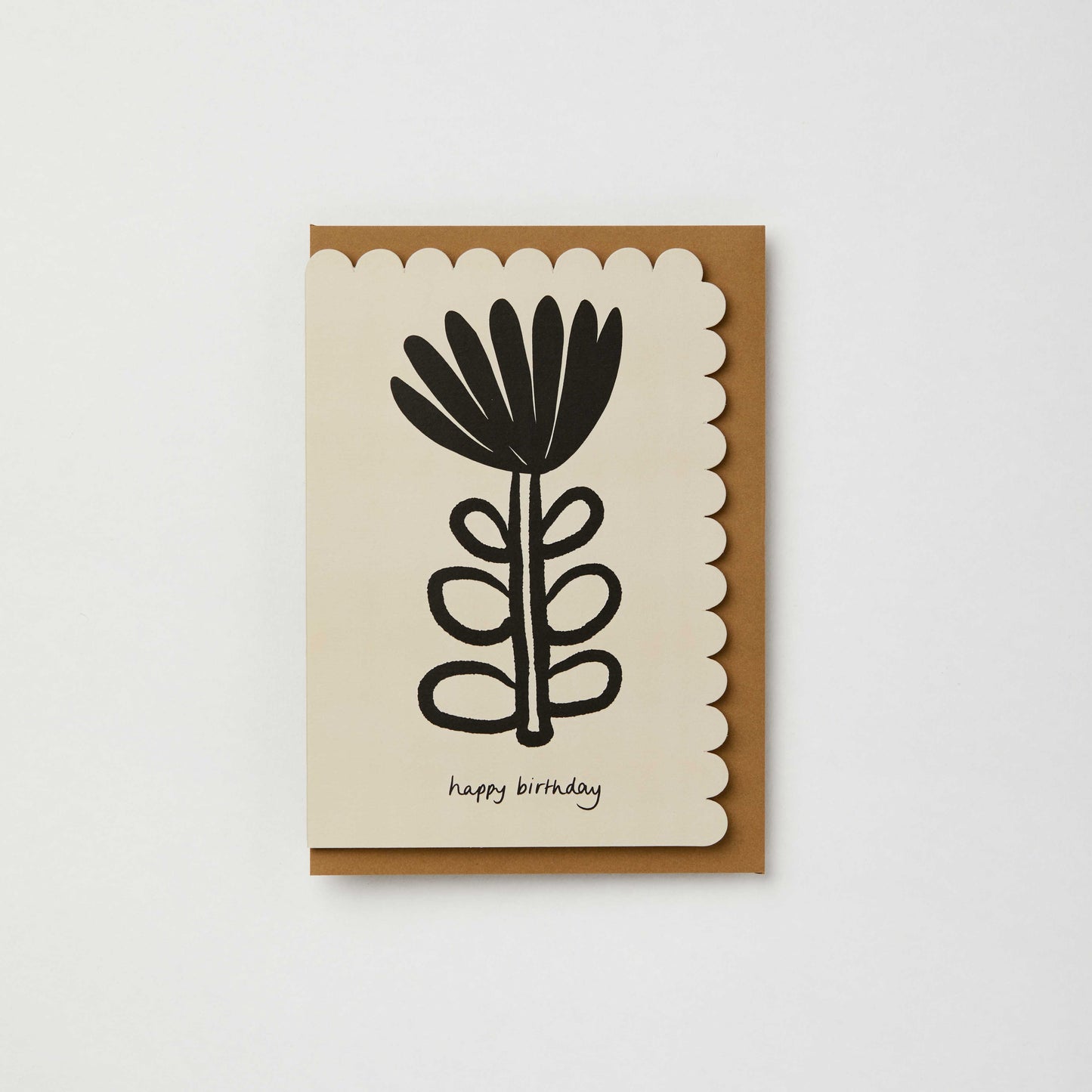 Kinshipped - Black Illustrated dahlia flower happy birthday card