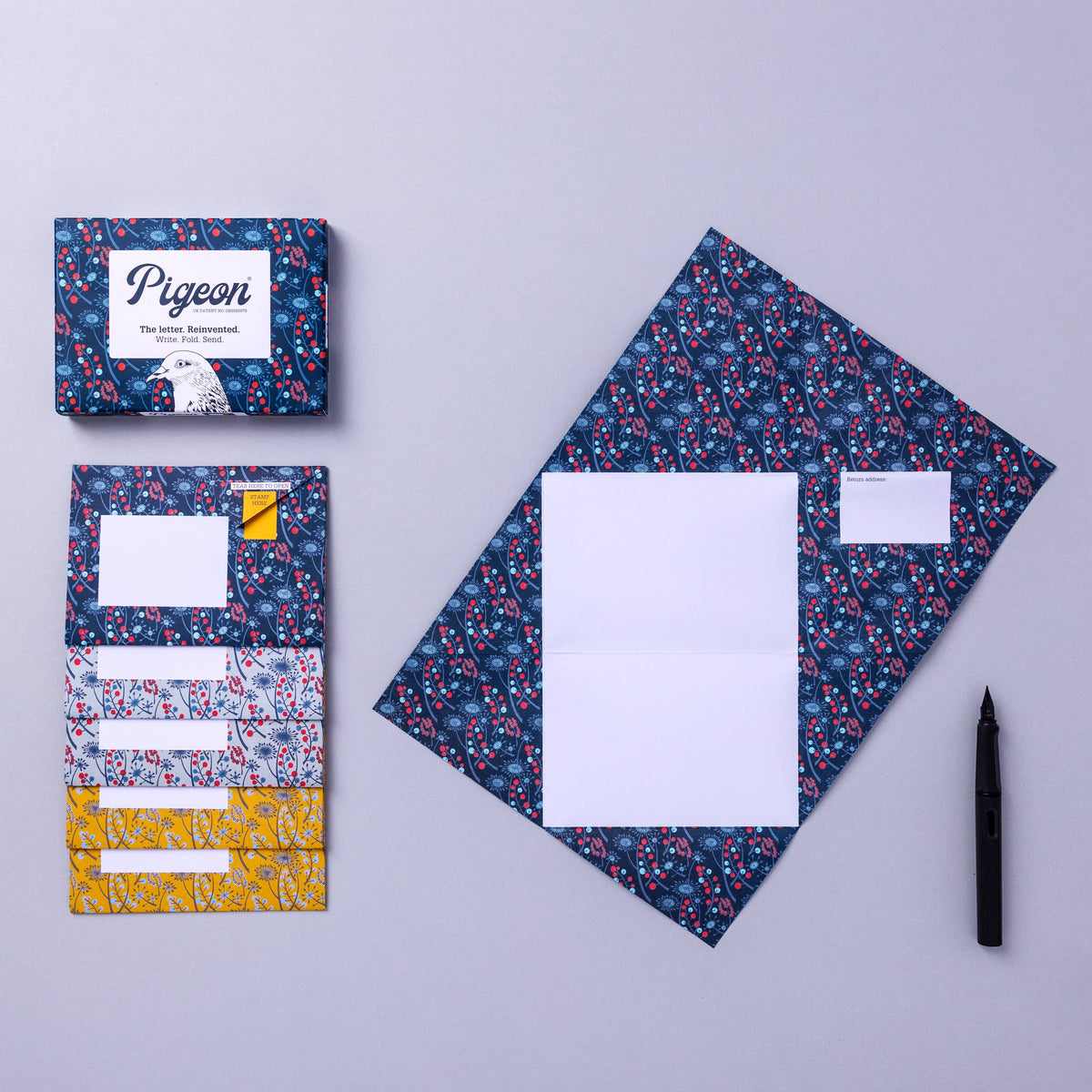 Pigeonposted - Hedgerow Pigeon, Folding Letter Set – Pack of 6 Letters