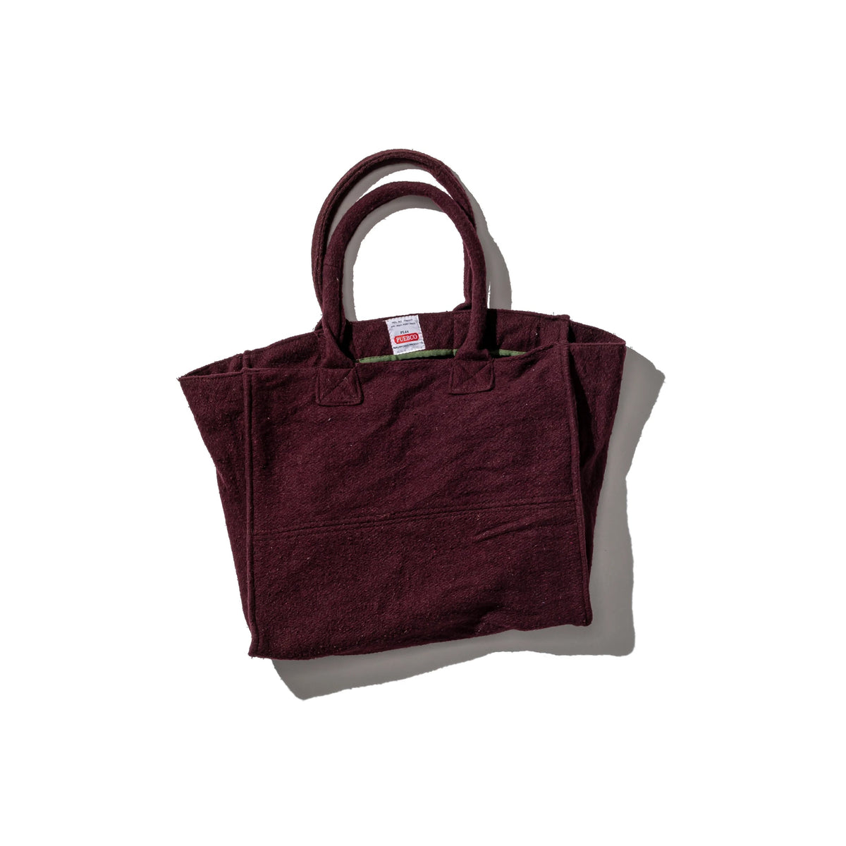 Puebco vintage wool garments fabric bag in burgundy