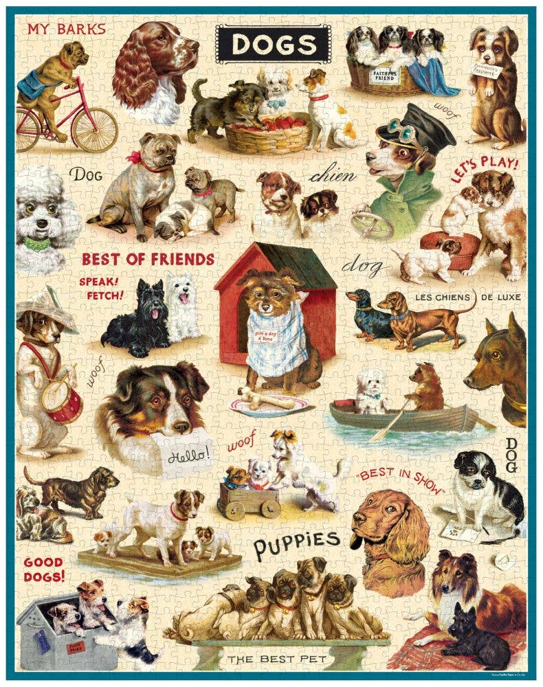 Cavallini 'Vintage Dogs' 1000 Pc Vintage Puzzle