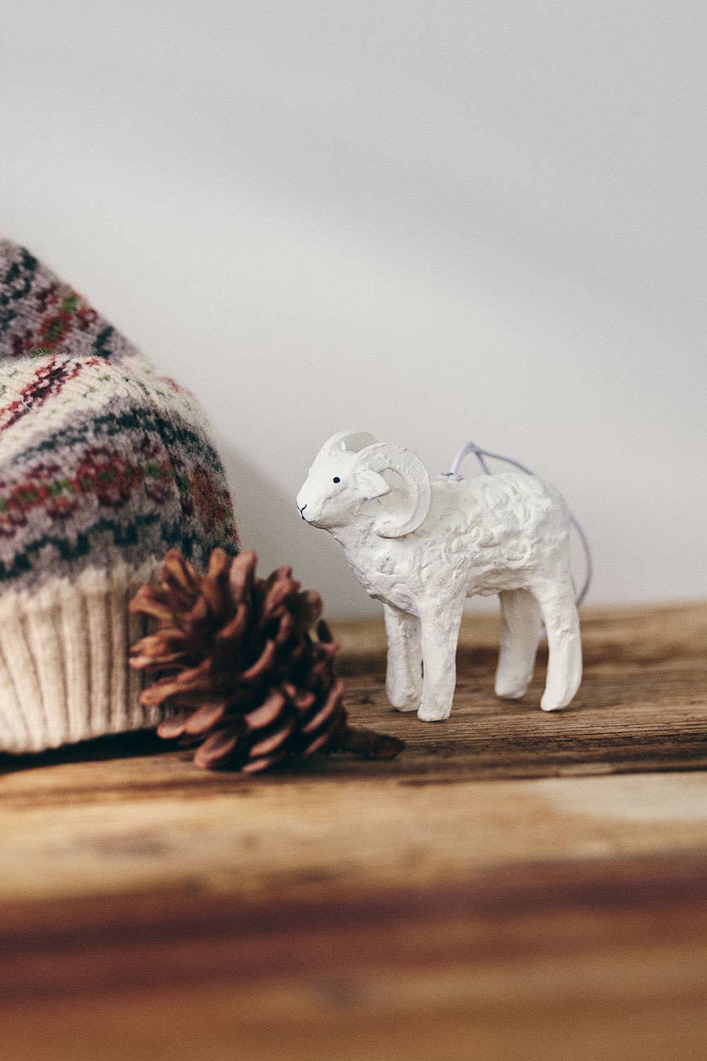 Fog Linen Work paper mache goat ornament