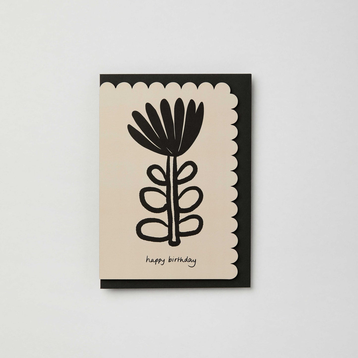 Kinshipped - Black Illustrated dahlia flower happy birthday card