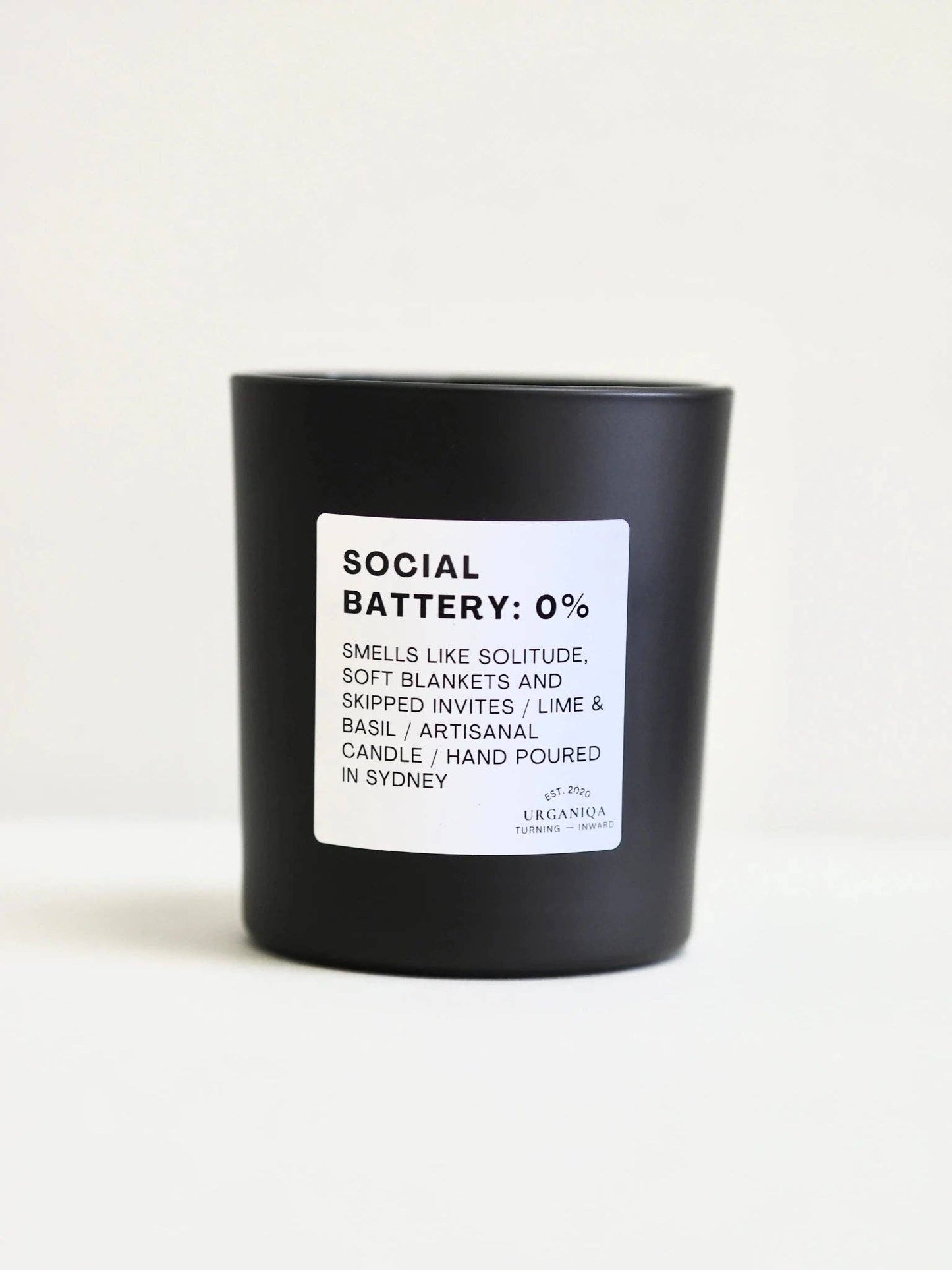 Urganiqa - Social Battery: 0% Scented Candle | Unfiltered Collection