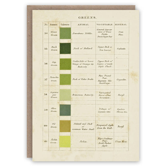 The Pattern Book - Greens greeting card
