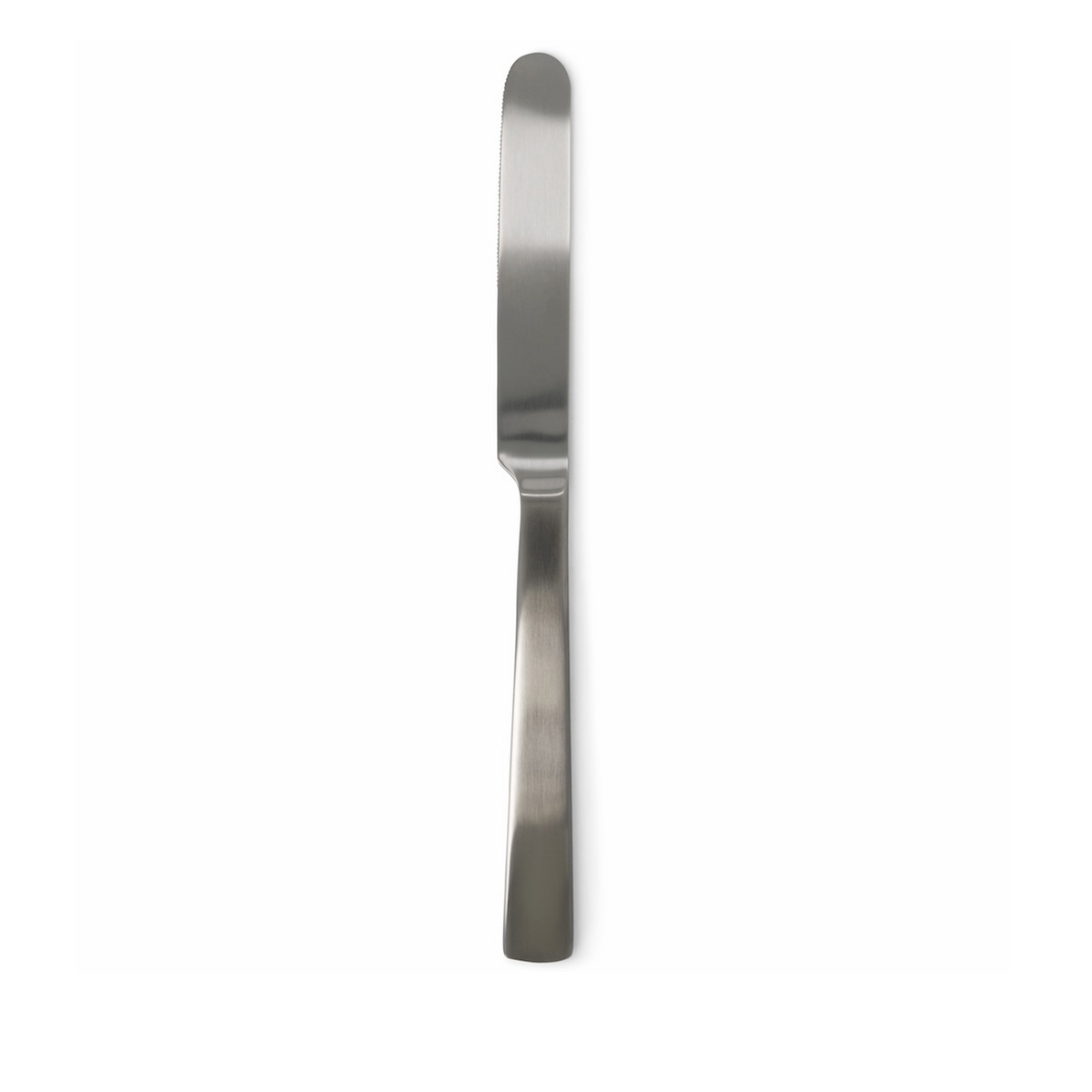 ACME brushed stainless steel table knife on a white background
