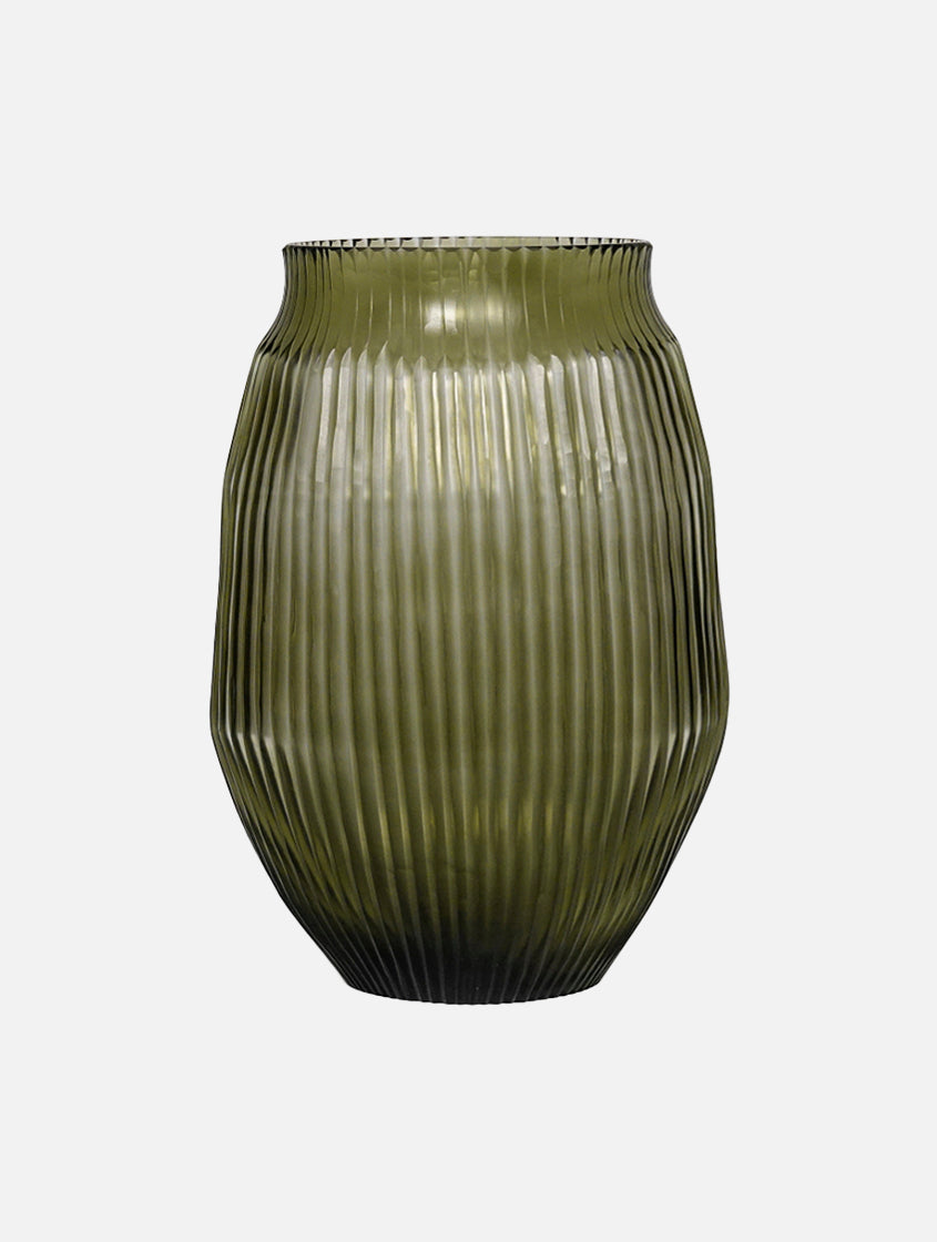 Brian Tunks cut glass vase, medium, in Moss