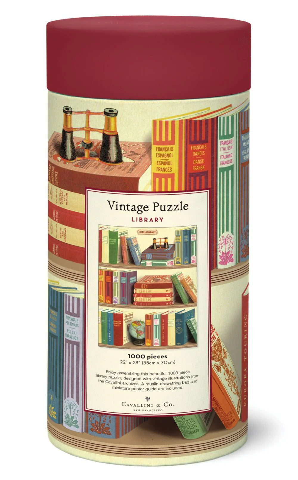Cavallini 'Library' 1000 Pc Vintage Puzzle