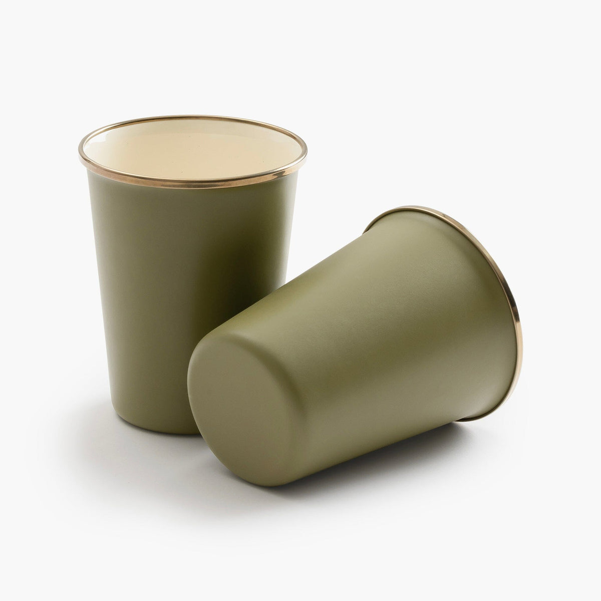 Barebones Enamel 2-Tone Tall Cup Set in Olive Drab