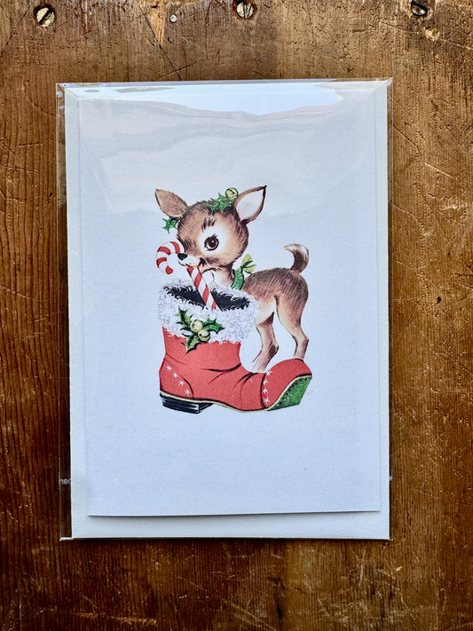 Dandelion Greeting Cards - Deer & Xmas Stocking