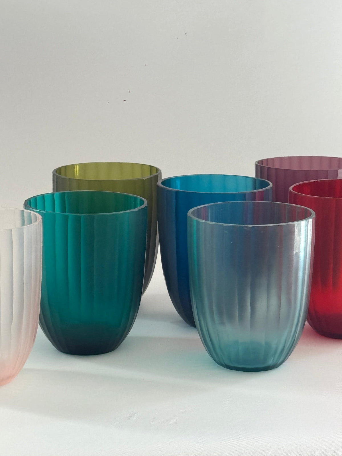 Brian Tunks Iguassu cut glass tumblers in a range of colours