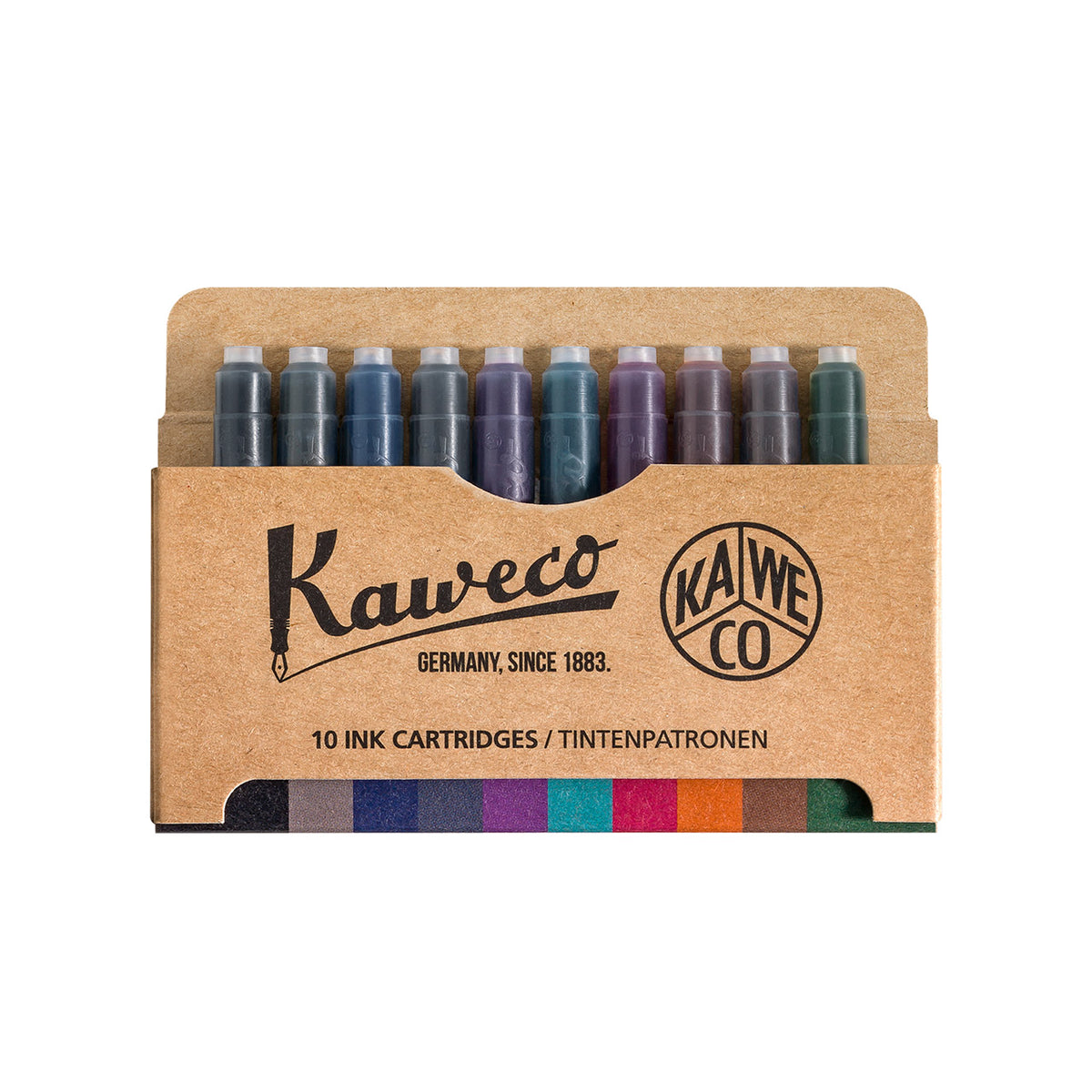 Fountain Pen Ink Cartridges - 10-Pack Colour Mix for Kaweco
