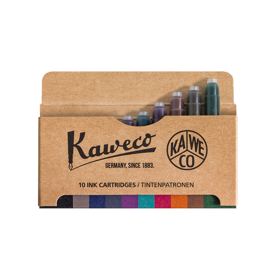 Fountain Pen Ink Cartridges - 10-Pack Colour Mix for Kaweco