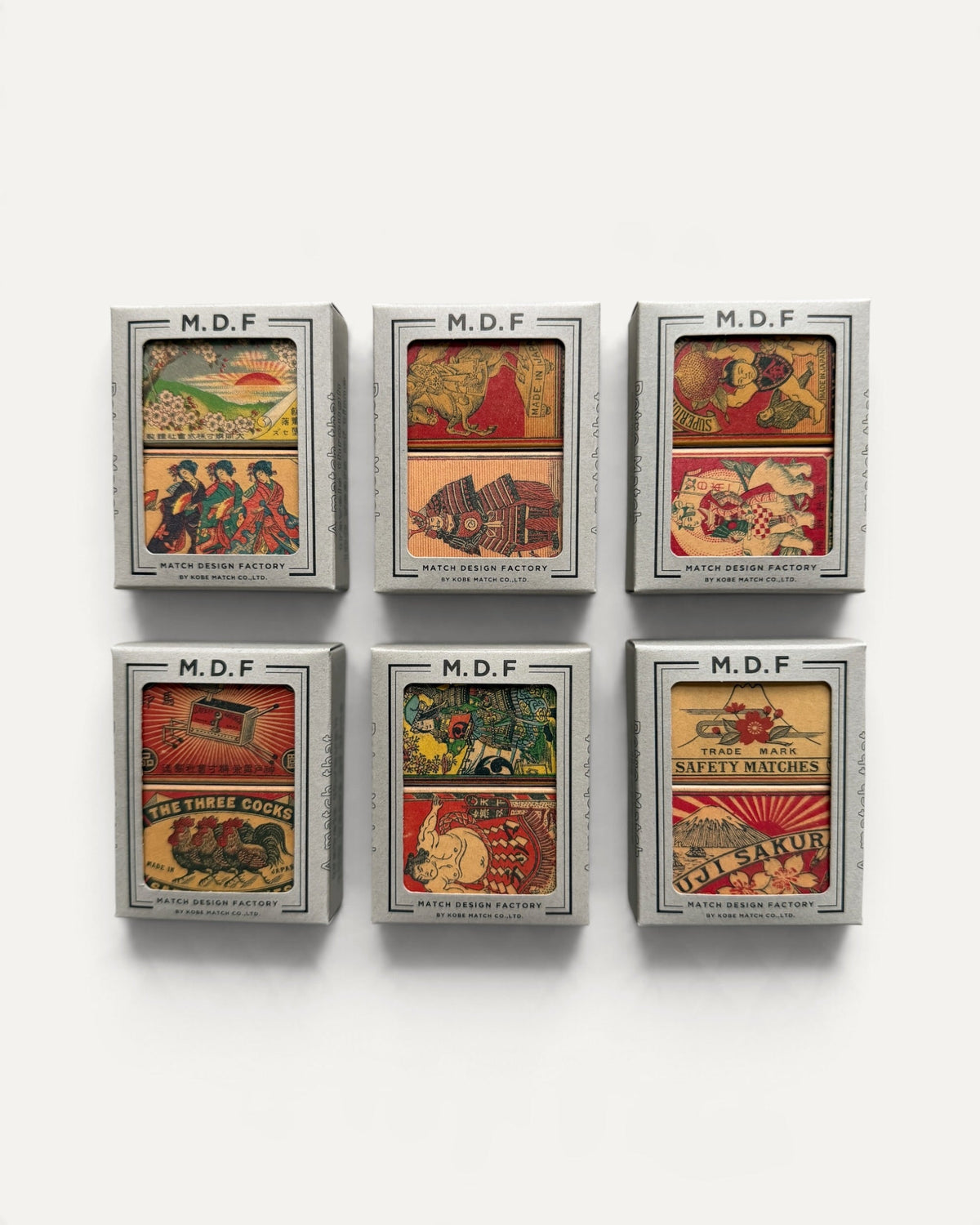 Kobe Match Co Safety Matches, Twin Box, Japanese Designs