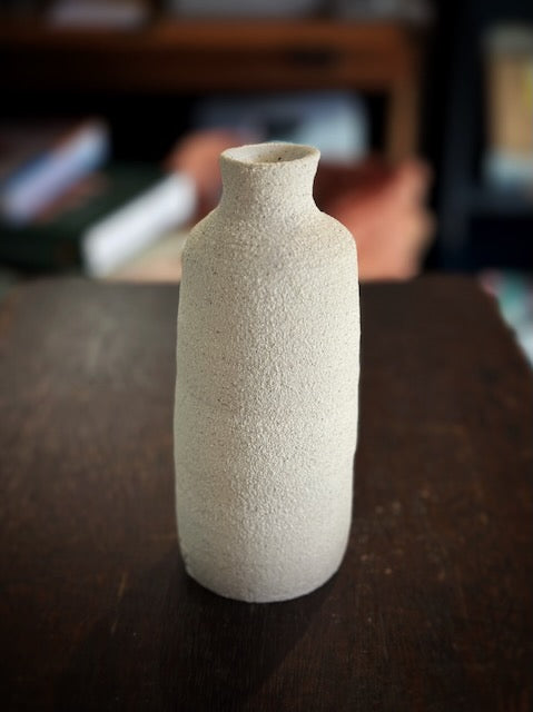 Emma Flaherty ceramics, White Vase/Urn, Straight Sided Slightly Flared Neck