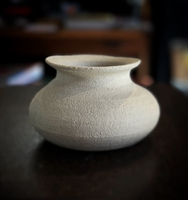 Emma Flaherty ceramics, White Vase/Urn, Short Round with wide rim