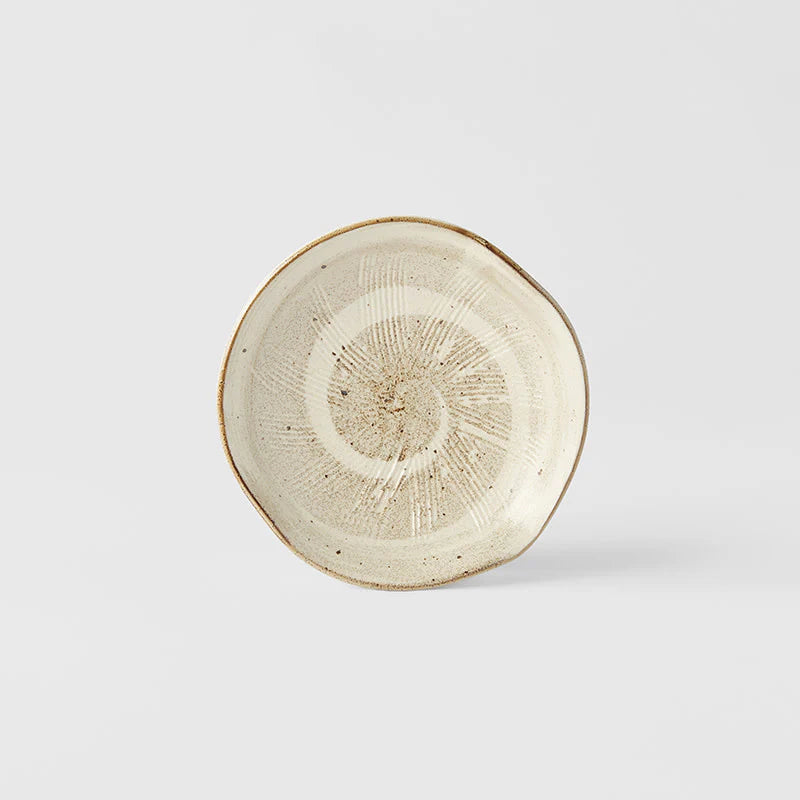 Made in Japan Plate Organic Spiral Sand Glaze