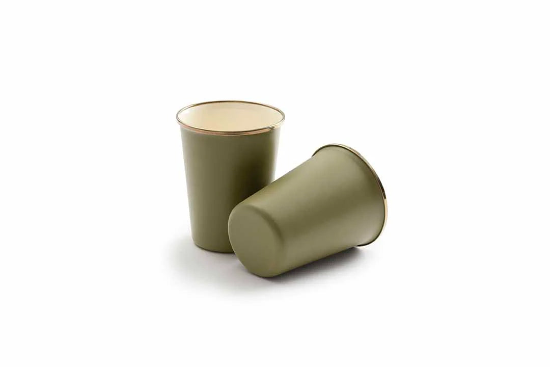 Barebones Enamel 2-Tone mug/tumbler - Olive Drab (each)