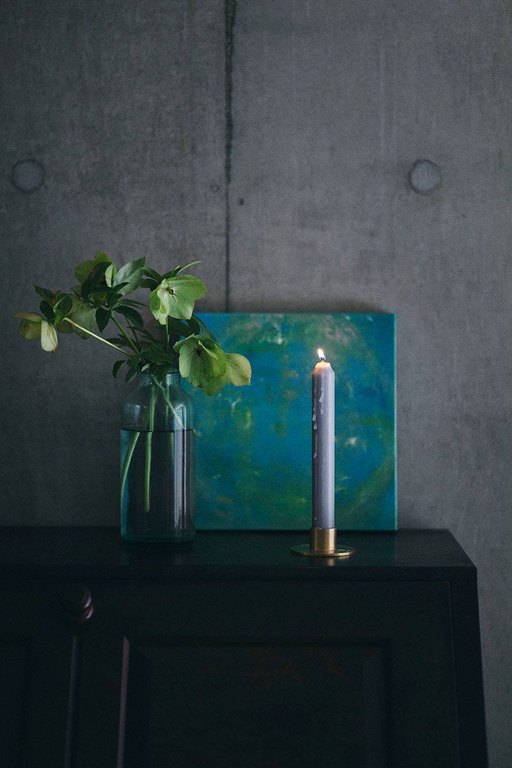 Fog Linen Work round brass candle holder