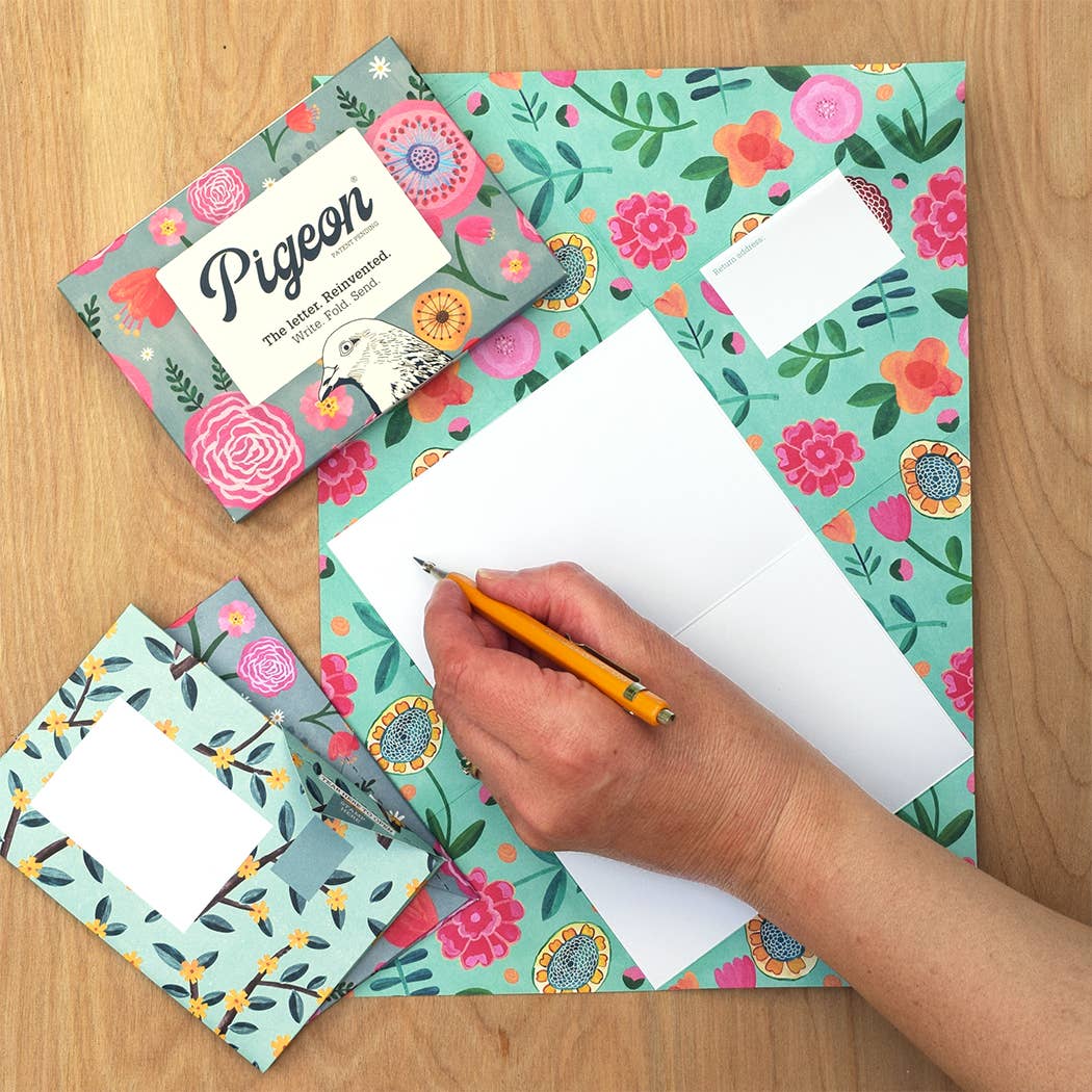 Pigeonposted - Wildflower Pigeon, Floral Letter Pack - Pack of 6 Letters