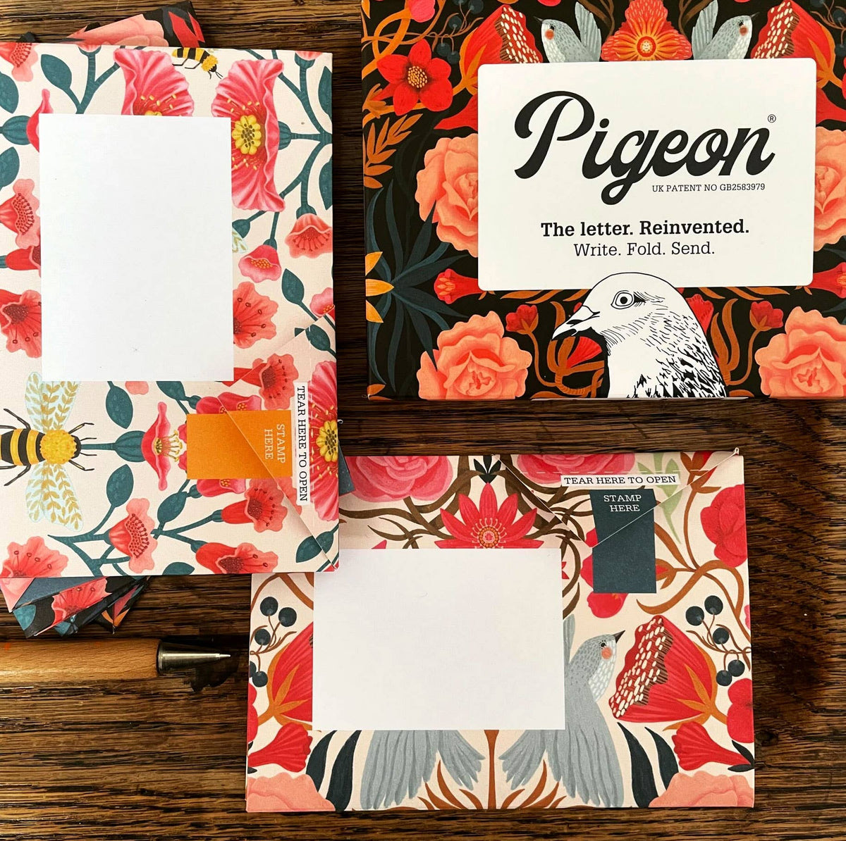 Pigeonposted - Bright & Beautiful Pigeon, Folding Letters, Pack of 6