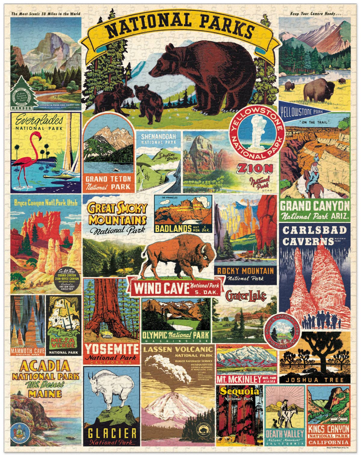 Cavallini 'National Parks' 1000 Pc Vintage Puzzle