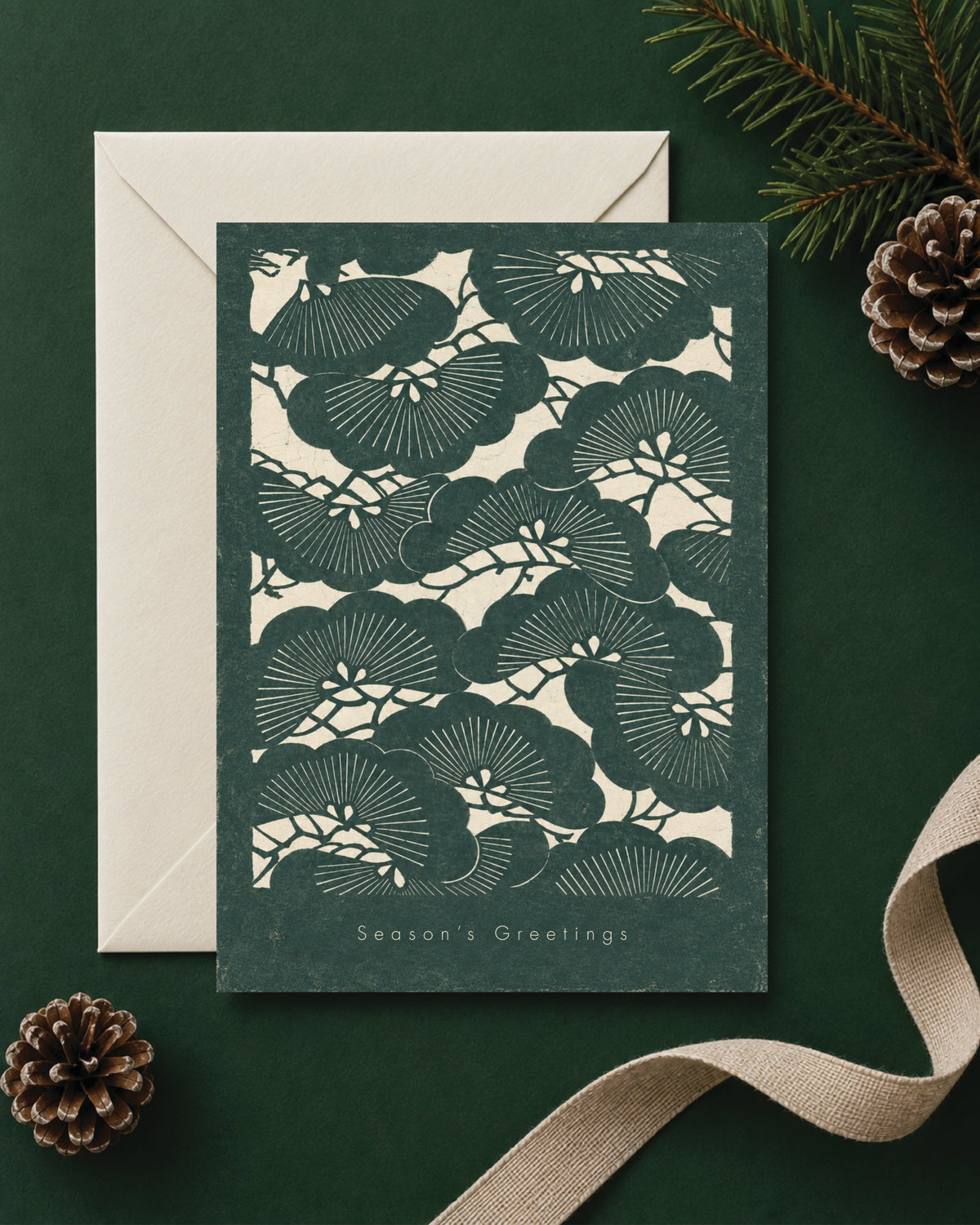Kiku Print Christmas Card, Katagami