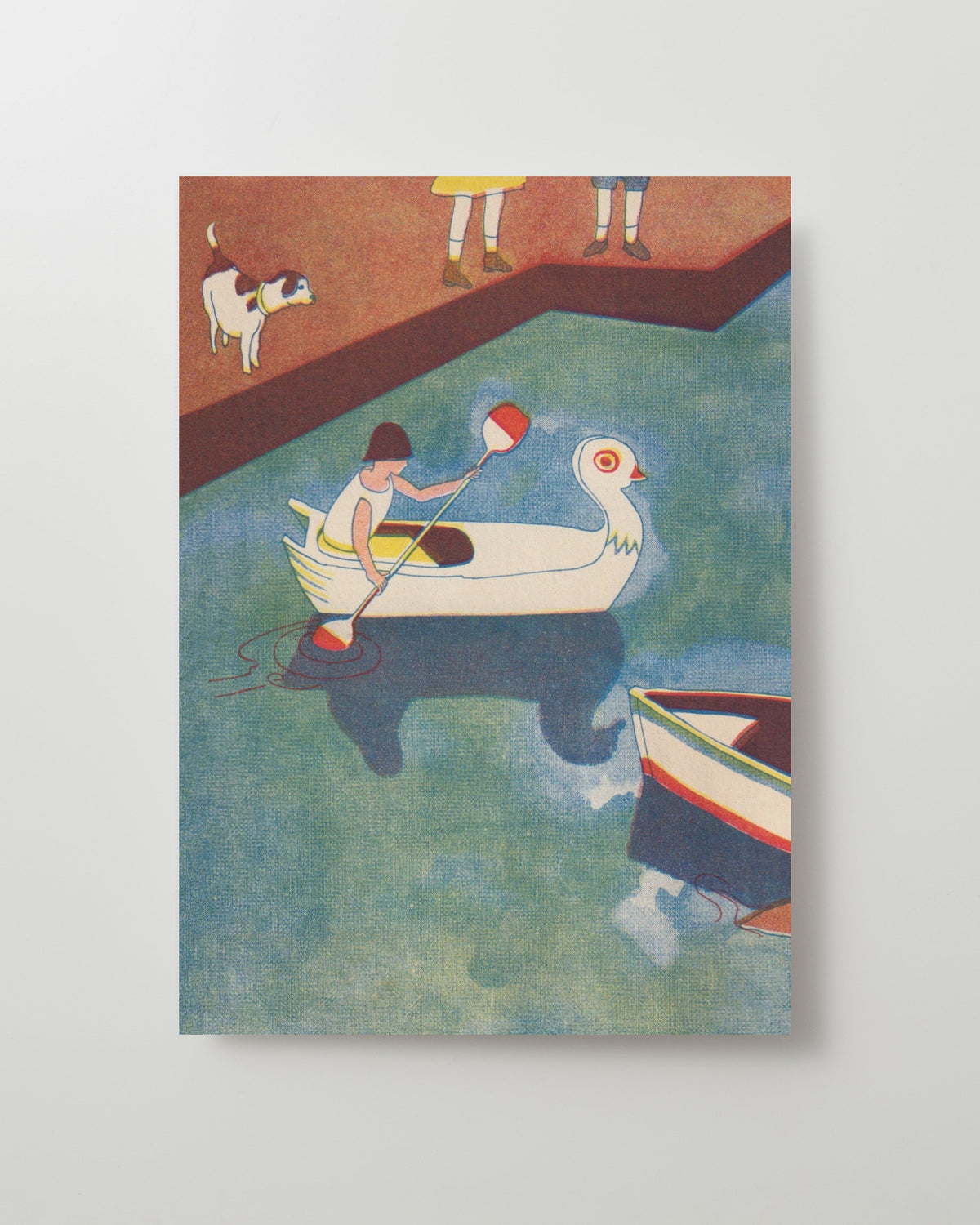Kiku Print Greeting Card, Paddle Boat
