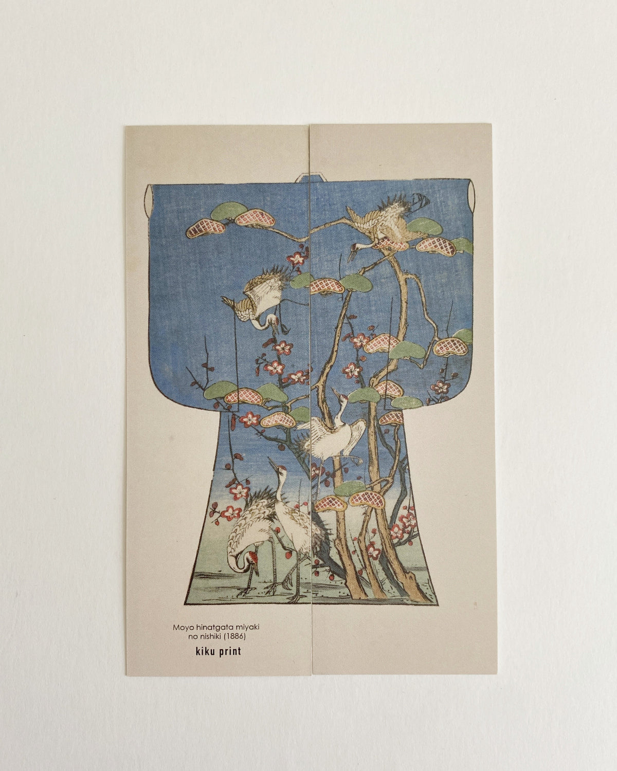Kiku Print Bookmark, Blue Cranes