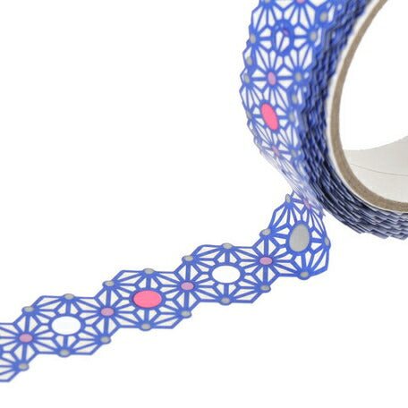 Washi Tape Lace Asanoha Blue