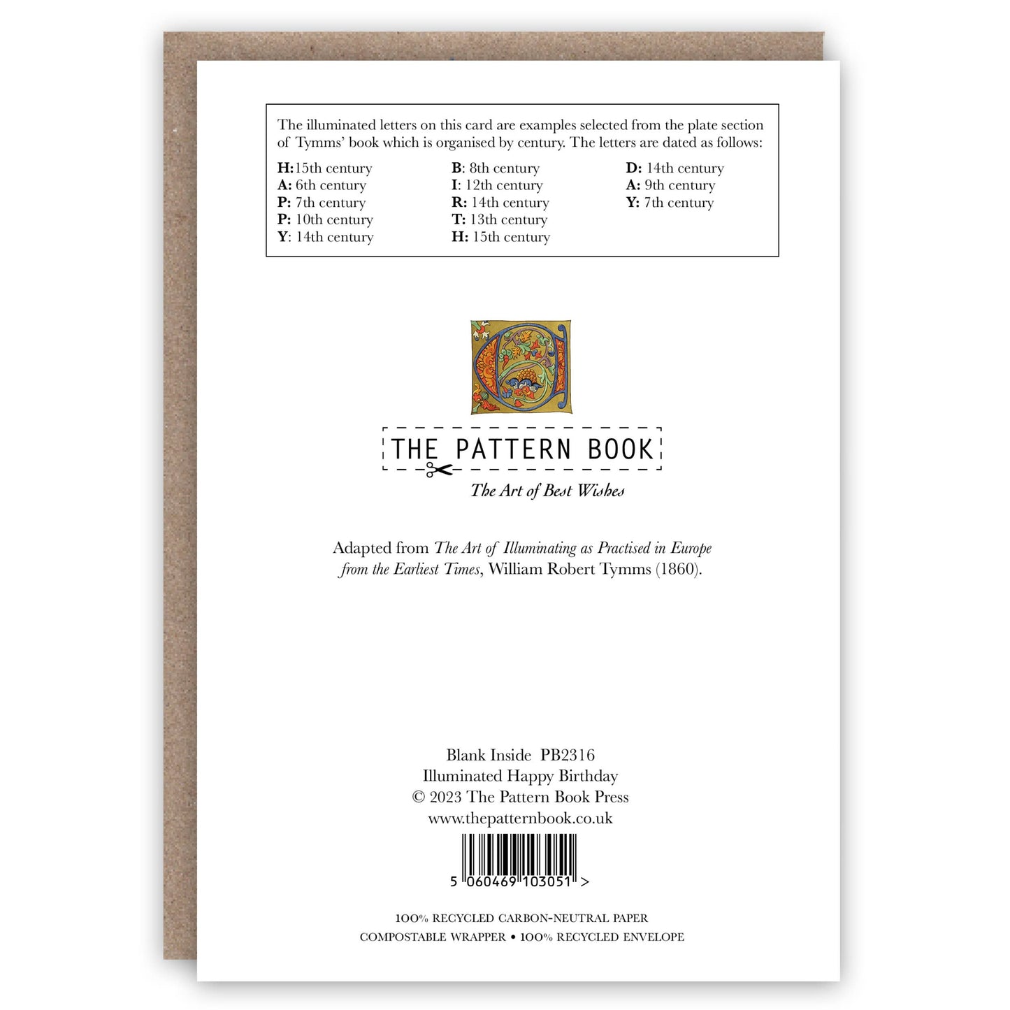 The Pattern Book - Illuminated Happy Birthday birthday card